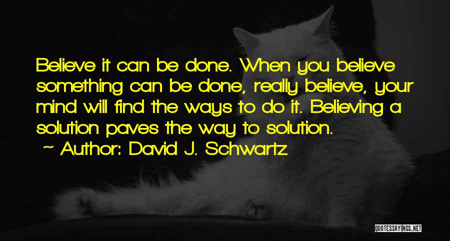 You Will When You Believe Quotes By David J. Schwartz