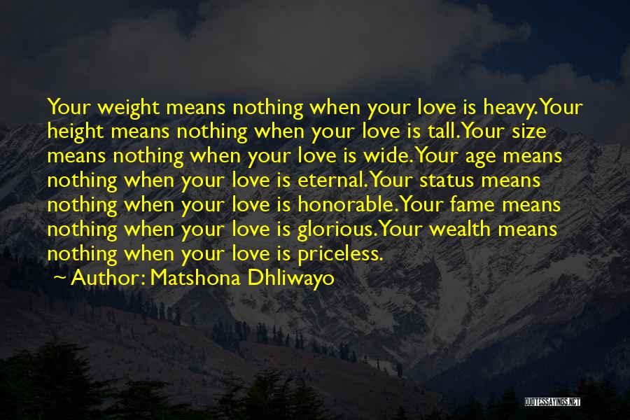 Your Love Means Quotes By Matshona Dhliwayo