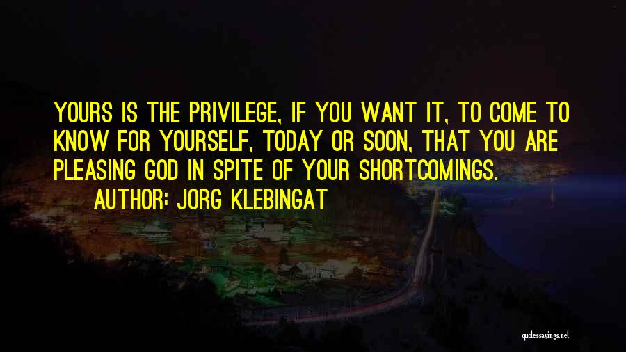 Your Shortcomings Quotes By Jorg Klebingat